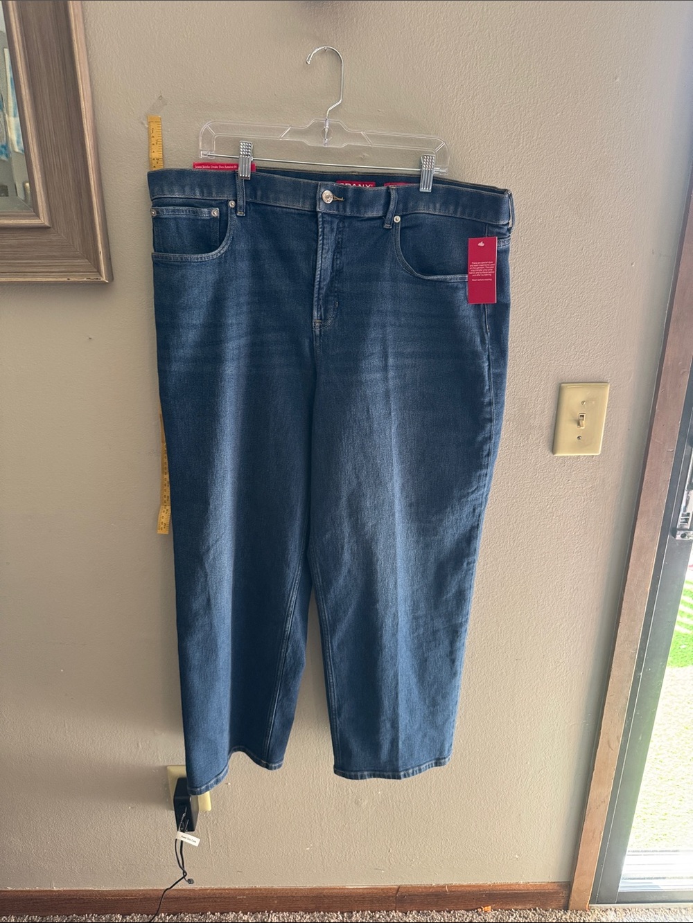 SPANX Women's Straight Leg Jeans in Dark Blue Denim